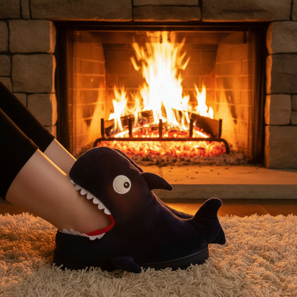 Blue Whale Plush Slippers